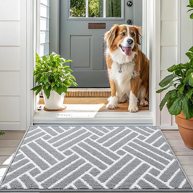 OLANLY Indoor Door Mat, 32x20 Inch, Dirt Resistant and Absorbent, Non-Slip Rubber Backing Floor Mats, Easy Clean Low-Profile Doormat for Entryway, Front Door, and Inside Entrance, Light Grey - Image 6