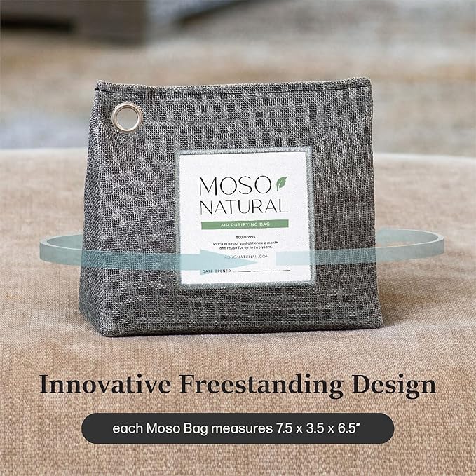 Moso Natural Air Purifying Bag 600g (21oz) Premium Bamboo Charcoal Odor Absorber | Room Deodorizer for Large Spaces, Bedroom, Kitchen, Basement | Pet Odor Eliminator for Home | Unscented (5 Pack) - Image 6