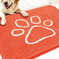 OLANLY Dog Door Mat for Muddy Paws 30x20, Paw Print Design, Absorbs Moisture and Dirt, Absorbent Non-Slip Washable Doormat, Quick Dry Chenille Mud Mat for Dogs, Entry Indoor Entryway Carpet, Coral by OLANLY