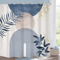 Blue Boho Shower Curtain 72Wx72H Modern Bohemian Abstract Leaves Plant Botanical Grey Mid Century Minimalist Arch Bathroom Decor Geometric Neutral Bath Curtain Fabric Polyester 12 Pack Hook by MitpokBrand