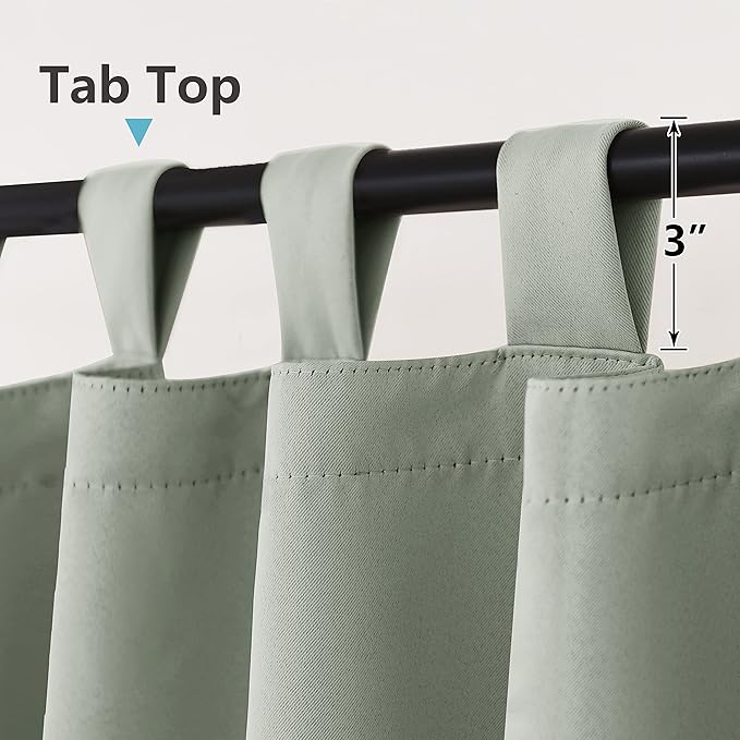 RYB HOME Outdoor Curtains for Patio Waterproof Tab Top Block Sunlight Thermal Insulated Privacy Assured Thick Outside Curtains for Porch, Pergola, Pool, W52 x L84, Sea Green, 1 Panel - Image 2