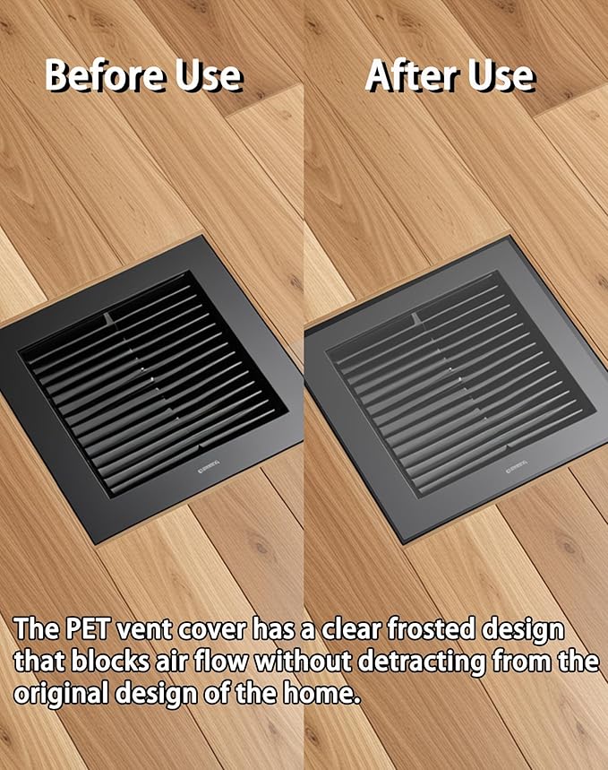 4 Pack PET Vent Covers with Nano Adhesive, 12" X 12" for Floor, Wall, Ceiling Vents and Air Registers, for RV, Home, Office AC Vents, Non-Magnetic, Fits on Plastic, Wood, Iron, Aluminum Vent Covers - Image 3