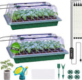 Seed Starter Tray with Grow Light, 2 Pack 80-Cell Seedling Starter Kit with Smart Timer & Humidity Dome, Indoor Plant Germination Kit with 100pcs Nursery Bags & 2-in-1 Sprinkler for Seed Starting by MQHUAYU