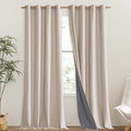 NICETOWN 100% Blackout Cream Linen Curtains 95 inches Length for Dining Room, 2 Panels Set, 52" Wide, Farmhouse Style Room Cooling Window Draperies with Thermal Insulated Liners by NICETOWN