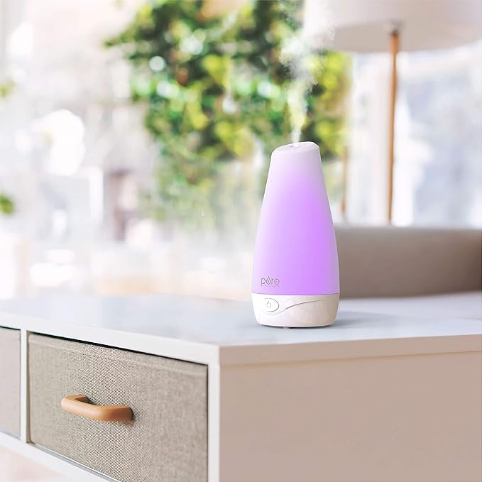 Pure Enrichment® PureSpa™ Essential Oil Diffuser - Compact Ultrasonic Aromatherapy Diffuser, Natural Air Deodorizer, 100ml Water Tank, and Optional Mood Light - Lasts Up to 7 Hours with Auto Shut-Off - Image 6