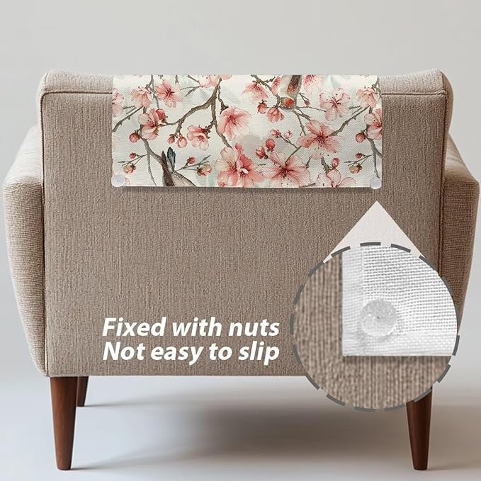 Slip Cover for Recliners Hummingbird Floral Print Anti-Slip Headrest Protector for Sofa Wear Resistant Protective Cover for Sofa Couch Dust-Proof Furniture Slipcover for Headrest - Image 5