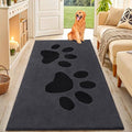 Smiry Dog Door Mat for Muddy Paws, Absorbs Moisture and Dirt, Low-Profile Entryway Mat with Non-Slip Backing, Entry Indoor Outdoor Doormat for Inside Floor (71x47 Inches, Black, Paw) by Smiry