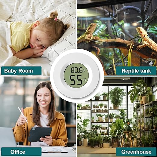 4-Pack Mini Hygrometer Thermometer Digital Humidity Meter Indoor/Outdoor Humidity Monitor with Temperature Sensor for Reptile Terrariums, Jars - Fahrenheit/Celsius White - Image 7