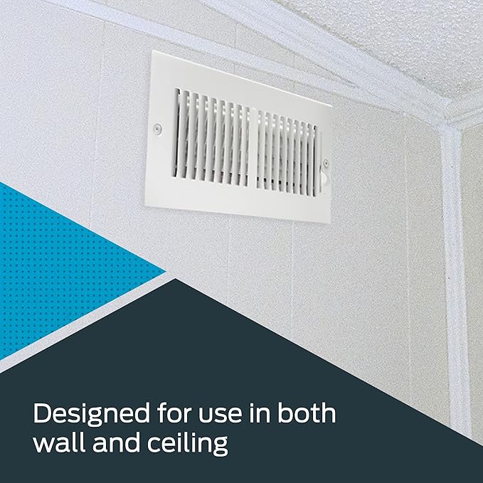 EZ-FLO 10 x 4 Inch (Duct Opening) Air Vent Cover for Wall or Ceiling, Two-Way Ventilation Register, Solid Steel HVAC Register Cover, White, 61609 (Pack of 2) - Image 3