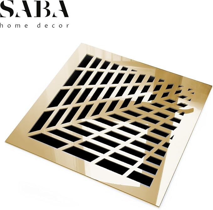 SABA Home Decor Vent Covers Air Grille - Acrylic Fiberglass Register 8" x 8" Duct Opening (10" x 10" Overall) Gold Mirror Finish Decorative Register for Walls, Ceilings NOT Floor use, Vivian - Image 2