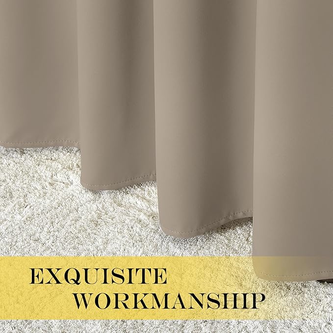 NICETOWN Taupe Blackout Curtains for Bedroom 95 Inch Length - Thermal Insulated Room Darkening Privacy Grommet Window Drapes for Boys Room, Set of 1 Panel, 80 x 95 Inch - Image 4