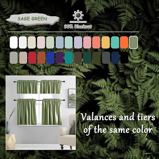 DONREN Sage Green Curtains 96 Inch Length Thermal Insulated Room Darkening Blackout Curtains for Bedroom (52 W x 96 L,Set of 2 Panels) - Image 3