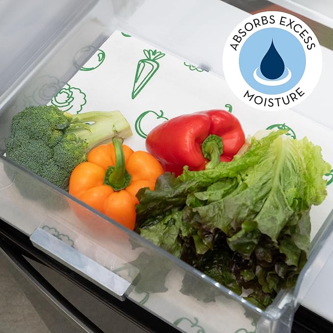 Refrigerator Liners, Shelf Liner, Absorbent Fridge Liners, 12 Inch x 24 Inch, Veggie Print, 3 Pack - Image 2