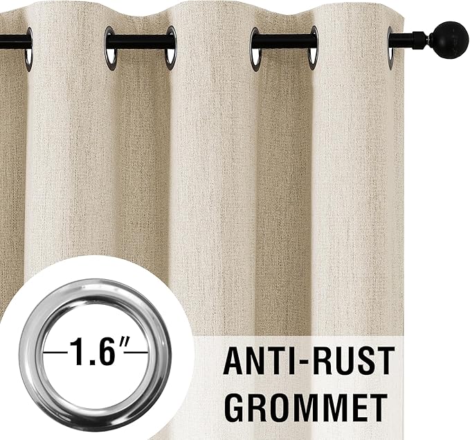 H.VERSAILTEX Chenille Linen Blackout Curtains for Bedroom Thermal Insulated Textured Linen Look Curtains with White Flocking Coating Back, 42" W x 63" L, Almond(Not Solid) - Image 4