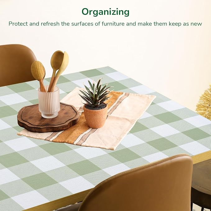Practical Gingham Green Shelf Liner, Non-Adhesive Drawer Liner Non-Slip Cabinet Liner for Kitchen, Pantry, Cupboard, Tool Box, Bathroom Organizing (11.8" x20ft) - Image 6