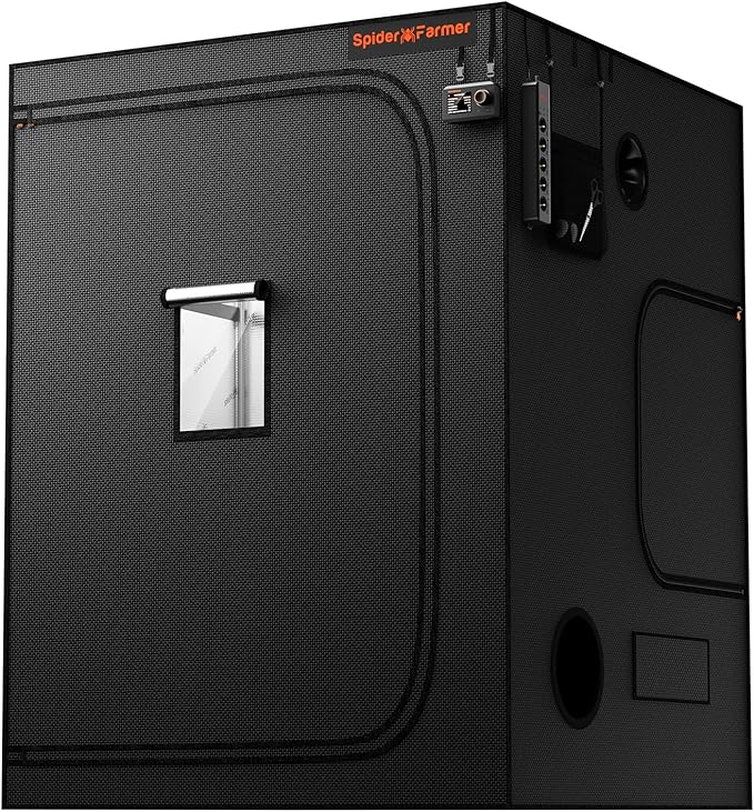 Spider Farmer 5x5 Grow Tent 2025 New, 60"x60"x80",1680D Thicken Mylar Canvas, with Hook for Controller and Power Strip, Enlarged View Window for Indoor Hydroponic Growing for SF7000, SE7000, G7000 by SpiderFarmer