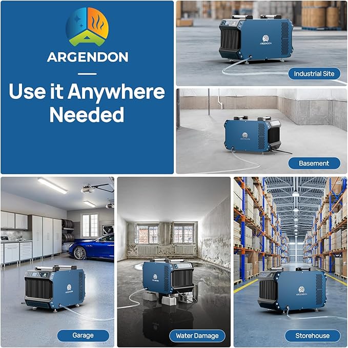 ARGENDON 180 Pints Crawlspace Dehumidifiers with Pump and Drain Hose, Commercial Dehumidifier for Basement, Industrial Large Spaces, Basement, Job Sites, cETL, 5-Year Limited Warranty - Image 6