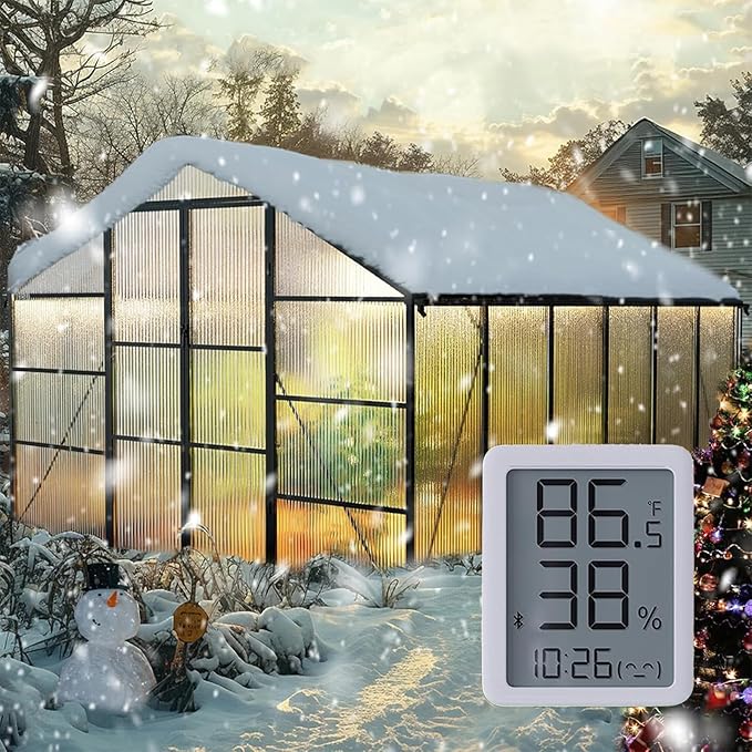 10X12FT Greenhouse with Electronic Thermometers, Green Houses for Outside Heavy Duty with Aluminum Frame Withstands Strong Wind or Snow, Large Walk-in Greenhouse for Backyard or Garden Use by WUKHG