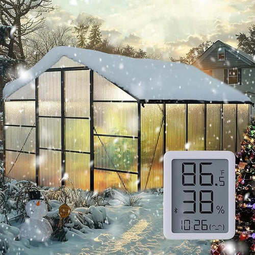 10X12FT Greenhouse with Electronic Thermometers, Green Houses for Outside Heavy Duty with Aluminum Frame Withstands Strong Wind or Snow, Large Walk-in Greenhouse for Backyard or Garden Use by WUKHG