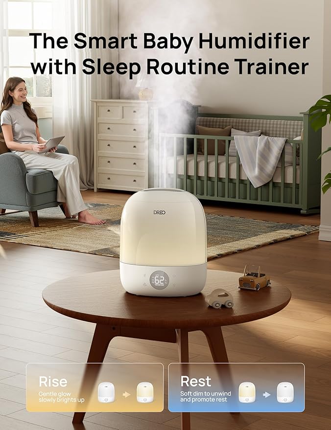 DREO Humidifiers for Bedroom - 30H Max Runtime & RGB Night Light & Sleep Trainer, Ultra Quiet 28dB Cool Mist Humidifier, Top Fill Smart Air Humidifier for Plants, Perfect for Baby & Nursery, HM409S - Image 3