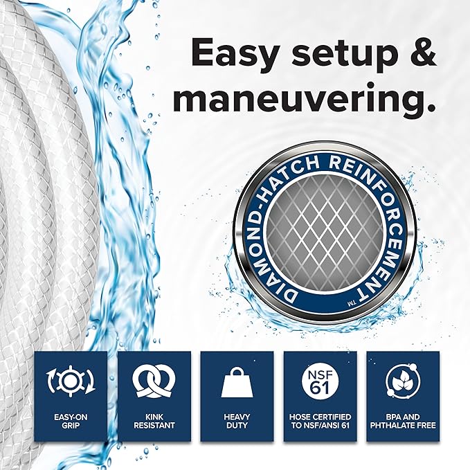 Camco Drinking Water Hose, 50', Reinforced PVC | Drinking Water Safe | Brass Fittings | Swivel Female Connector | 5/8-Inch ID - Image 4