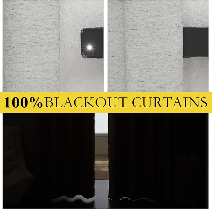 NICETOWN Grey 100% Blackout Curtain Panels, Set of 2, 42" Wide by 54" Long, Thermal Insulated White Thermal Insulated Liner Drapes for Nursery, Noise Reducing and Heat Blocking Drapes for Windows - Image 2
