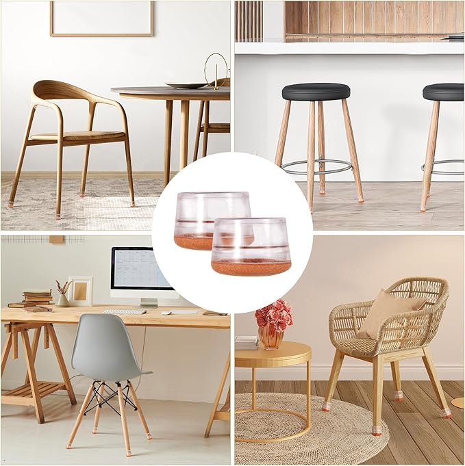Chair Leg Floor Protectors Medium 24Pcs,Silicone Chair Leg Protectors for Hardwood Floors/Tiles,360°Wrapped Felt Bottom to Prevent Scratch and Reduce Noise, Round Clear - Image 7