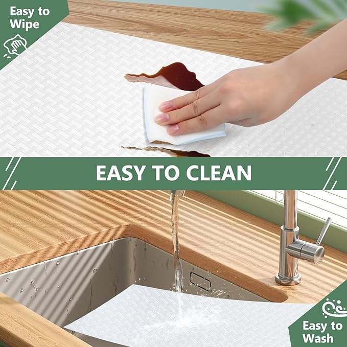 Shelf Liners, Non-Adhesive Drawer Liner, Waterproof & Oil-Proof Kitchen Cabinet Cupboard Liner Plastic EVA Material BPA Free Fridge Liner Mats Paper Protector for Shelves (White/12in x 120in) - Image 5