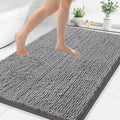 Smiry Luxury Chenille Bathroom Rugs 48x32, Extra Soft and Absorbent Shaggy Bath Mat, Machine Washable, Non-Slip Plush Carpet Runner for Tub, Shower, and Floor, Home Decor Accessories, Grey by Smiry