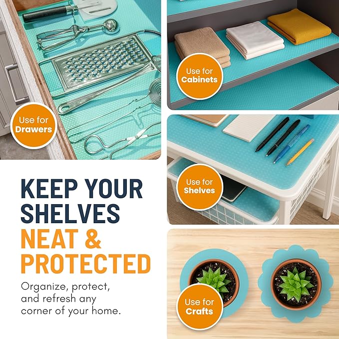 Refrigerator Liners for Shelves (8 Pack) by Linda’s Essentials - Non-Adhesive Shelf or Drawer Liner, BPA-Free Fridge Mats for Kitchen & Cabinets, Easy to Clean, Ideal Household Essentials (Blue) - Image 6
