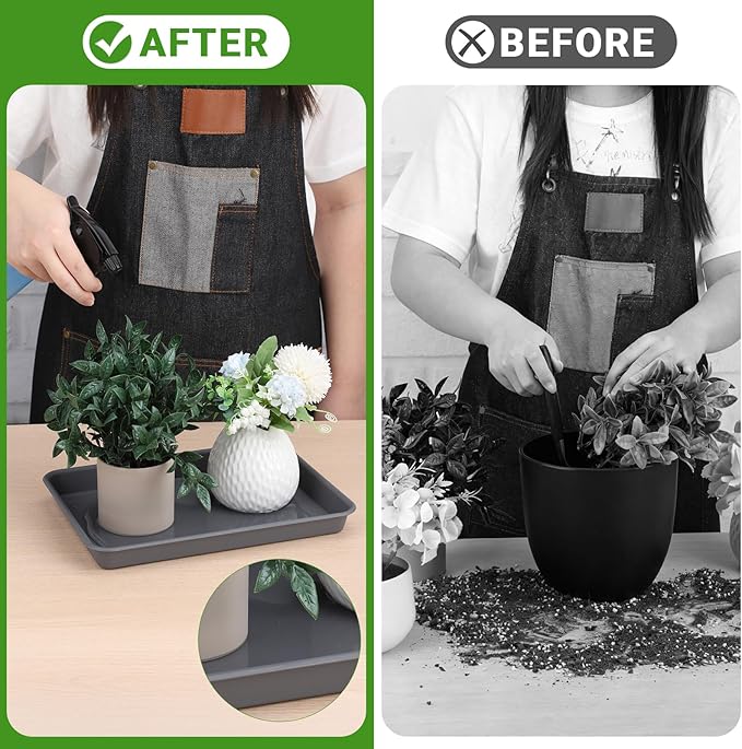 GREANER Grey Plastic Trays 11 Inch, UV Resistant Plant Pot Saucers for Indoor & Outdoor Use, Drip Trays for Potted Plants(Pack of 3) - Image 5
