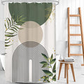 Stall Small Boho Shower Curtain 48Wx72H Rv Sage Green Modern Bohemian Abstract Leaves Mid Century Plant Half Narrow Bathroom Decor Minimalist Geometric Bath Curtain Fabric Polyester 8 Pack Hook by MitpokBrand
