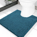 Smiry Luxury Chenille Toilet Rugs U-Shaped 20x20, Soft Absorbent Non-Slip Contour Bathroom Rugs for Toilet, Machine Washable Contoured Bath Mats, Peacock Blue by Smiry