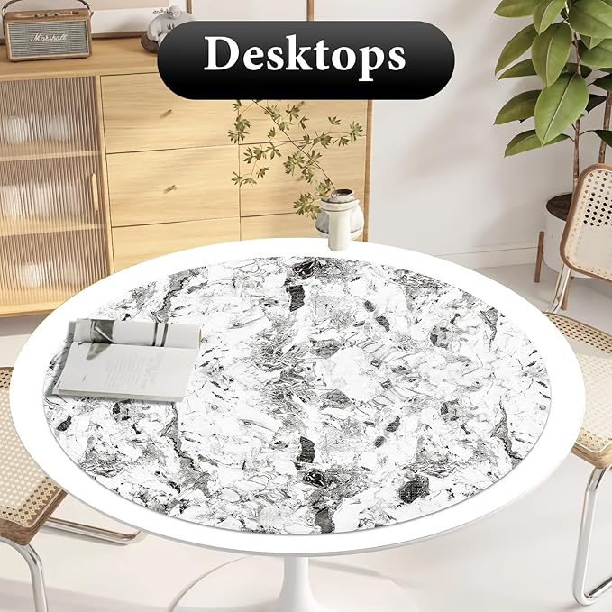 Drawer and Shelf Liner for Kitchen Cabinet: 17 in X 30 Ft Non Slip Waterproof Shelf Paper Non Adhesive Refrigerator Liners Grey and White Marble Easy Liners for Bathroom with Knife Tape Measure - Image 7