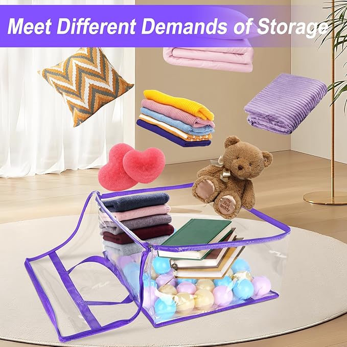 2 Pack Clear Zippered Storage Bags for Clothes, Closet Organizers and Storage Vinyl Bag for Bedding, Linen, Blankets, Comforters, Clothes & Toys Multi Purpose & Space Saver PVC Organizers - Image 4