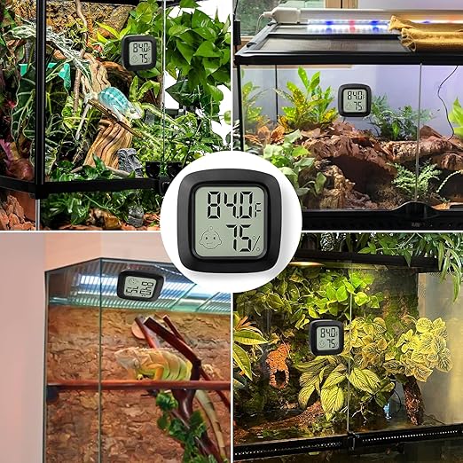 2 PCS Reptile Thermometer and Humidity Gauge for Bearded Dragon with On-Off, Reptile Tank Accessories for Jumping Spider, Leopard Gecko, Hermit Crab, Gecko, Ball Python, Lizard - Image 3