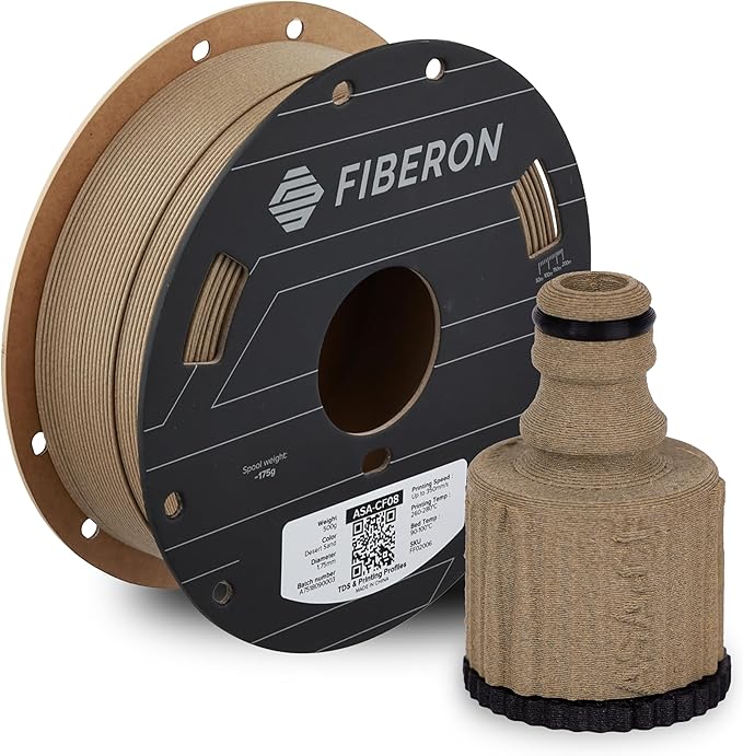 Polymaker Fiberon ASA-CF08 Desert Sand Carbon Fiber 3D Printing Filament 1.75mm 0.5KG, UV & Weather Resistant, High Rigidity, Heat Resistant, Easy to Print, Functional Parts & Prototypes by Polymaker