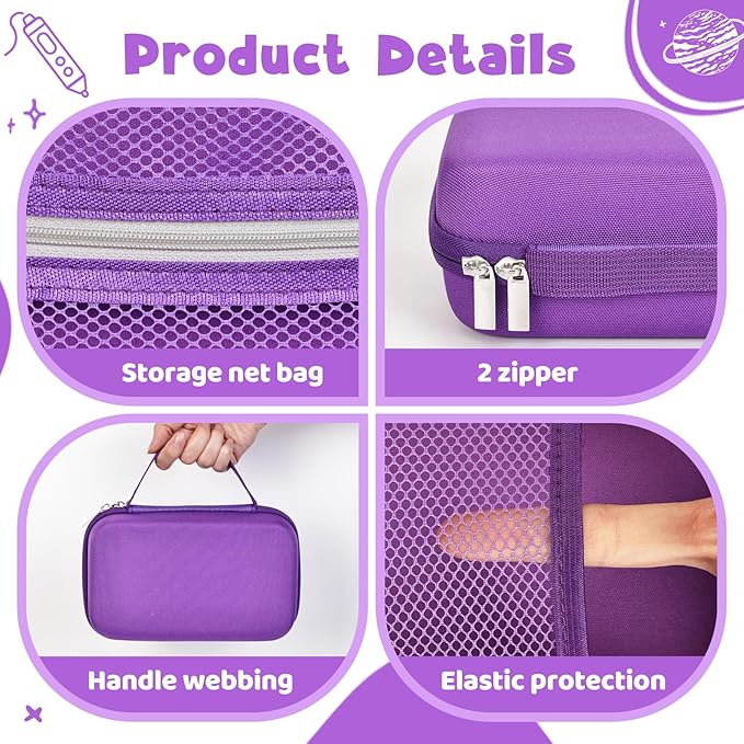 Case Compatible with 3Doodler Start+ Essentials for 3D Pen Set for Kids, Carrying Holder Fit for Printing Pens, Storage Organizer for Printing Filament Refill, Micro-USB Charger (3D-04B-Purple) - Image 3