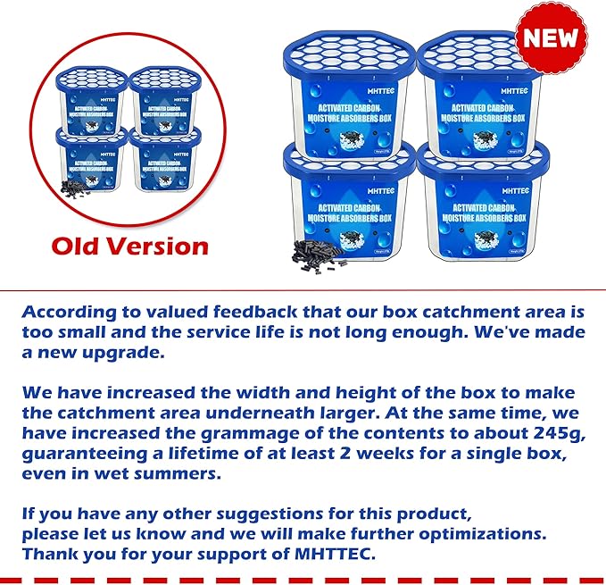 Moisture Absorbers Boxes with Activated Charcoal 4 Pack 245g Dehumidifiers for Closet Bathroom Basement Bedroom Disposable Desiccant for Car Moisture Absorbers for Home - Image 7