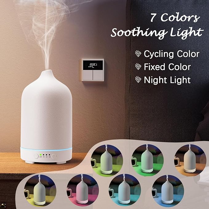 Diffuserlove Ceramic Diffuser 250ML Essential Oil Diffusers Aromatherapy Essential Oil Diffuser for Room Air Diffuser for Home Bedroom Stone Diffuser (White Big Size 250ml) - Image 4