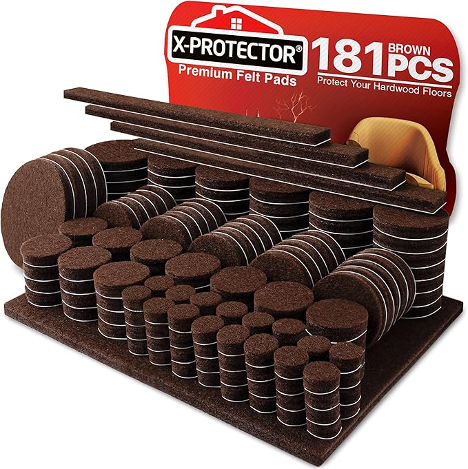 Felt Furniture Pads X-PROTECTOR 181 PCS Premium Furniture Pads - Felt Pads Furniture Feet Best Wood Floor Protectors - Protect Your Hardwood & Laminate Flooring! by X-Protector