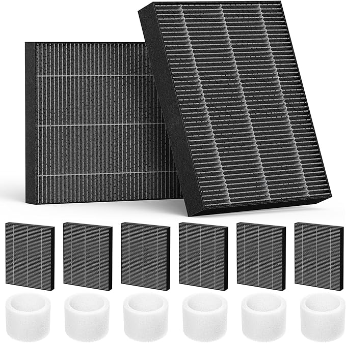 6000S Filter Replacement Compatible with LEVOIT Superior 6000S Smart Evaporative Humidifier, 8 Pack Wick Filters+ 6 Pack Top Fill Filters, Gray by Beckacher