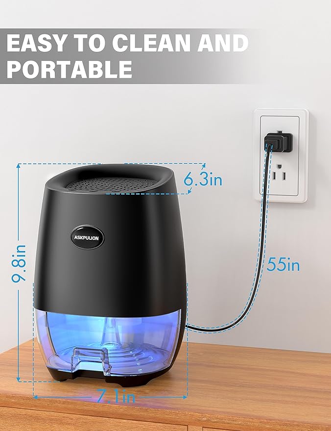 Dehumidifiers for Home, 35oz Small Dehumidifier for Bathroom (300sq.ft) with Auto-off, Sleep Mode, 7 Colors Night Light, Quiet Portable dehumidifier for Bedroom, RV, Closet, Office - Image 6