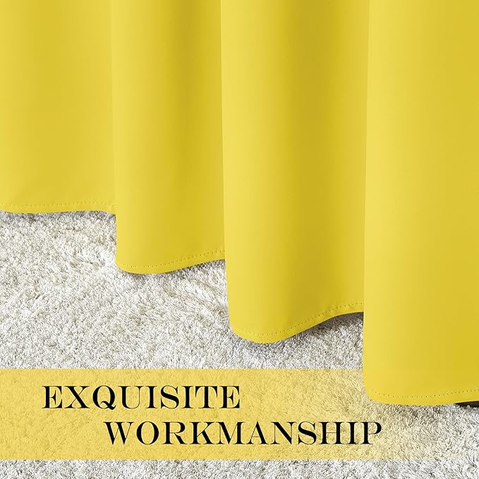 NICETOWN Sliding Glass Door Curtain Extra Long 84 inches Long, Grommet Thermal Insulated Blackout Patio Door Curtain Panel for Bedroom/Pergola, Bright Yellow, 1 Panel, W100 x L84 - Image 6