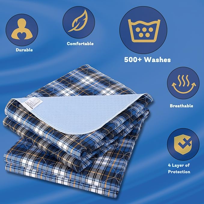 Non-Slip Bed Pads for Incontinence Washable (36" x 52"|2 Pack),Waterproof Bed Pads,Adult Washable Incontinence Bed Pads for Adults,Dog,Kids - Image 4