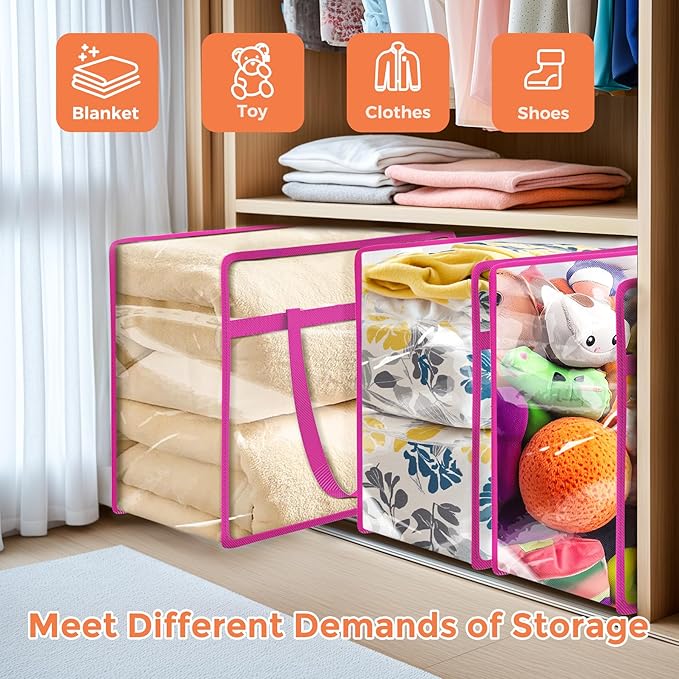 Budding Joy Clear Zippered Storage Bags for Clothes,40L Closet Organizers and Storage Containers Vinyl Moving Bag for Bedding, Linen, Blankets, Comforters, Clothing & Toys - Image 4