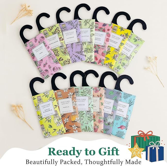 ROSE COTTAGE Large 12 Packs Cedar Wood Hanging Closet Deodorizer Air Freshener Long Lasting Scented Sachets Smell Goods for House - Image 5