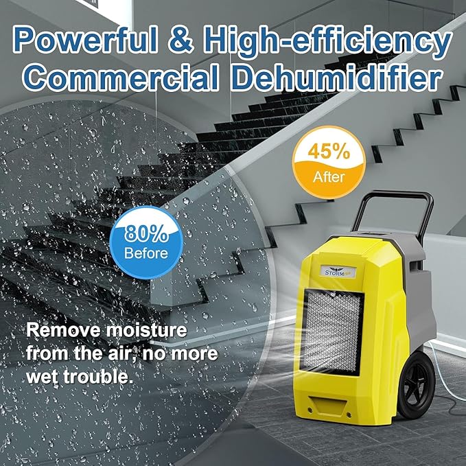 ALORAIR Storm Pro Commercial Dehumidifier 180 PPD, LGR Portable Dehumidifier with Pump, cETL Listed, 8 Years Warranty, LCD Display, for Clean-Up, Flood, Moisture - Image 3