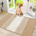 Smiry Dog Door Mat for Muddy Paws, Absorbs Moisture and Dirt, Low-Profile Entryway Mat with Non-Slip Backing, Entry Indoor Outdoor Doormat for Inside Floor (30x20 Inches, Beige, Striped) by Smiry
