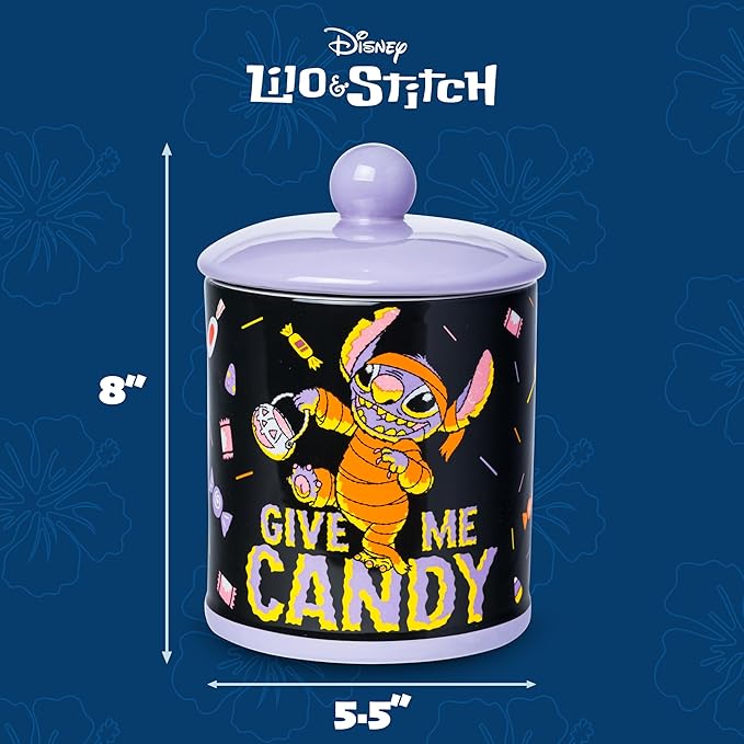 Silver Buffalo Disney Lilo and Stitch Halloween Mummy Give Me Candy Ceramic Cookie Snack Jar (Large) - Image 2